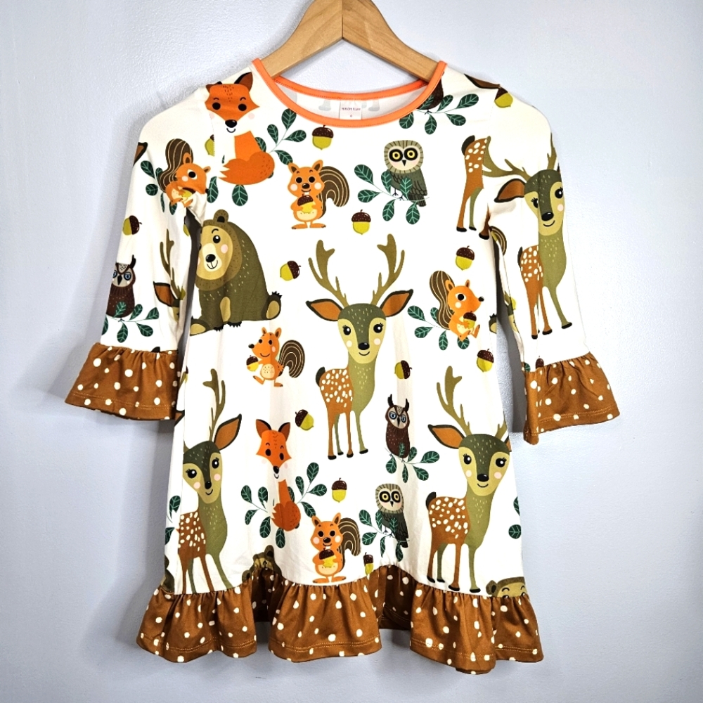 Penelope Plumm Fall Forrest Animals Dress Size 6 New